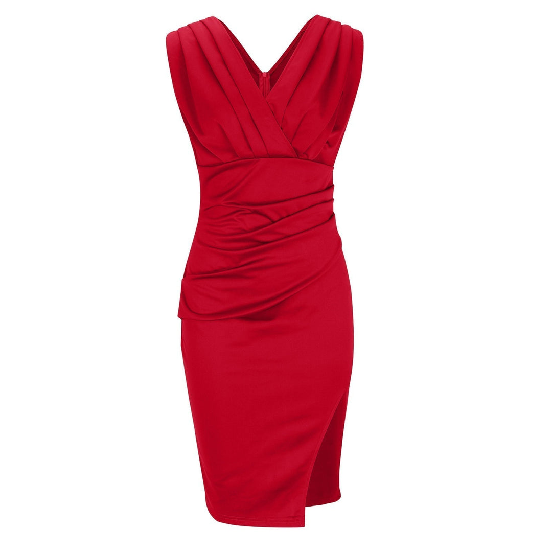 Juliette™ | Fitted dress with V-neckline and slit