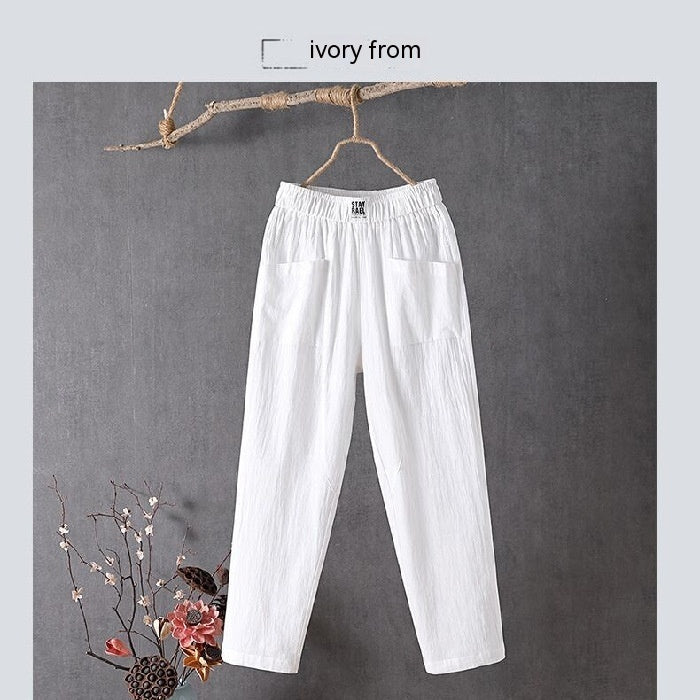 Ariella | Cotton and Linen High-Waisted Pants
