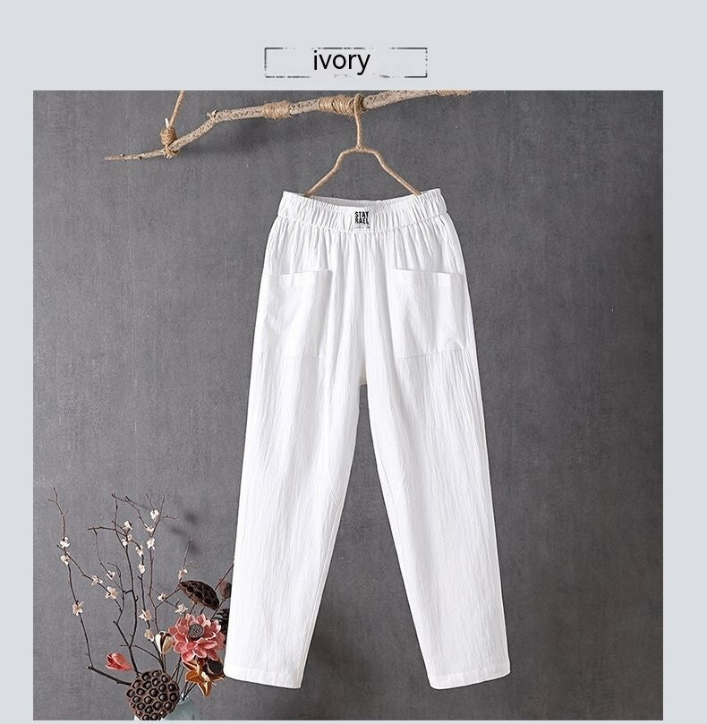 Ariella | Cotton and Linen High-Waisted Pants
