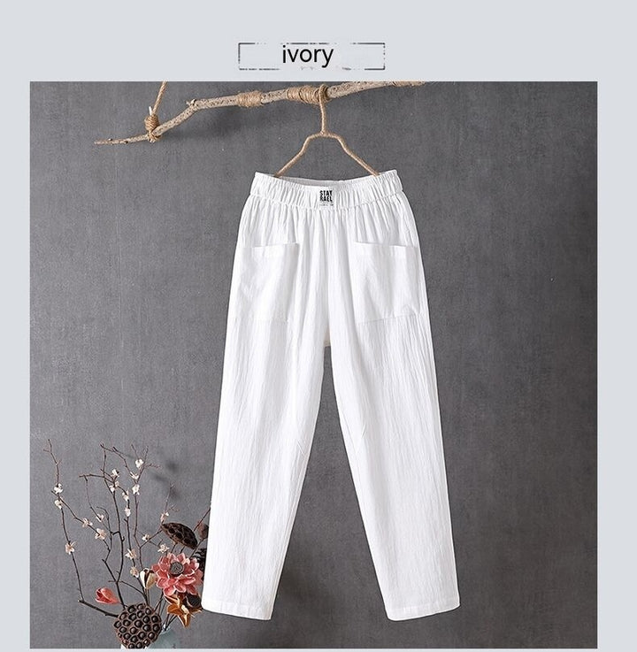 Ariella | Cotton and Linen High-Waisted Pants
