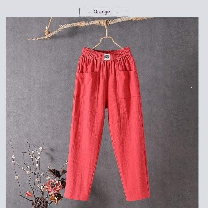 Ariella | Cotton and Linen High-Waisted Pants