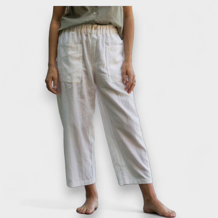 Ariella | Cotton and Linen High-Waisted Pants