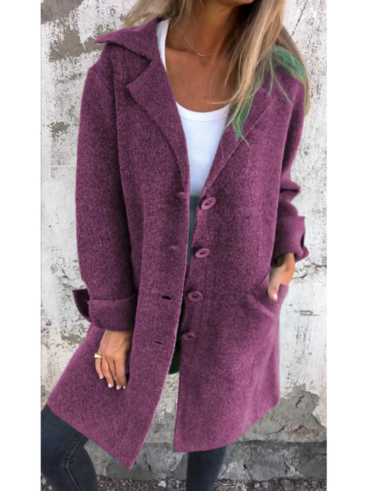 Estelle™ | Casual single-row jacket with lapels made of wool