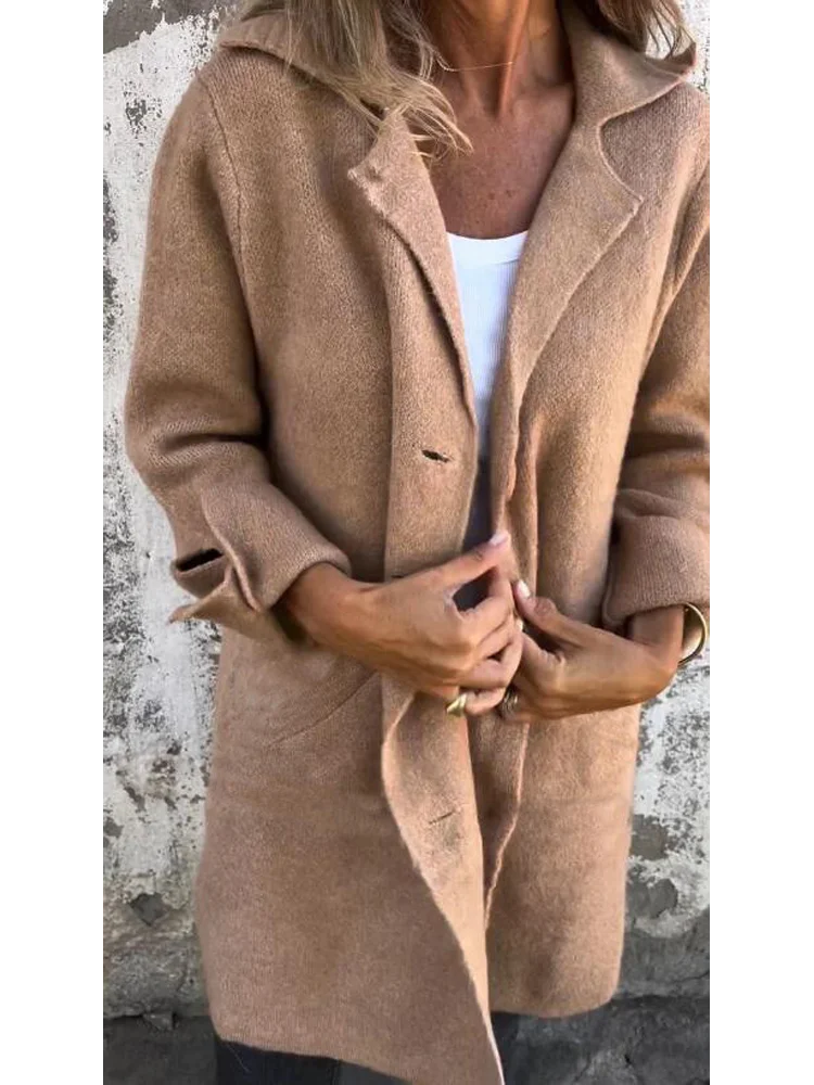 Estelle™ | Casual single-row jacket with lapels made of wool