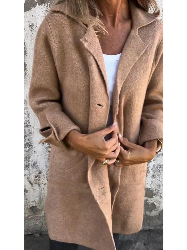 Estelle™ | Casual single-row jacket with lapels made of wool