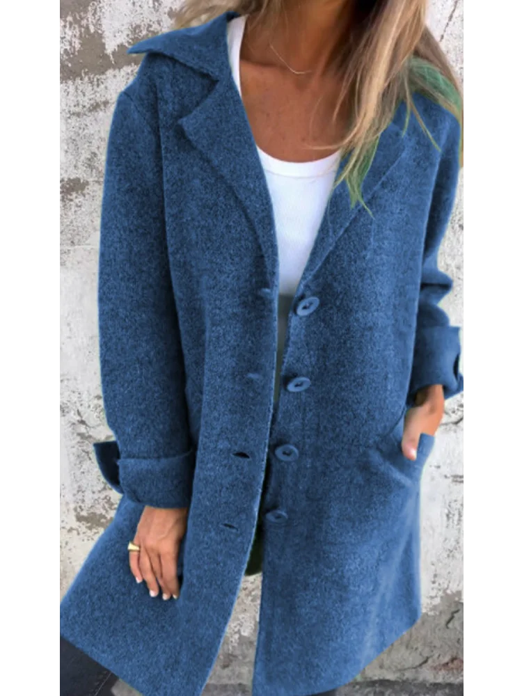 Estelle™ | Casual single-row jacket with lapels made of wool