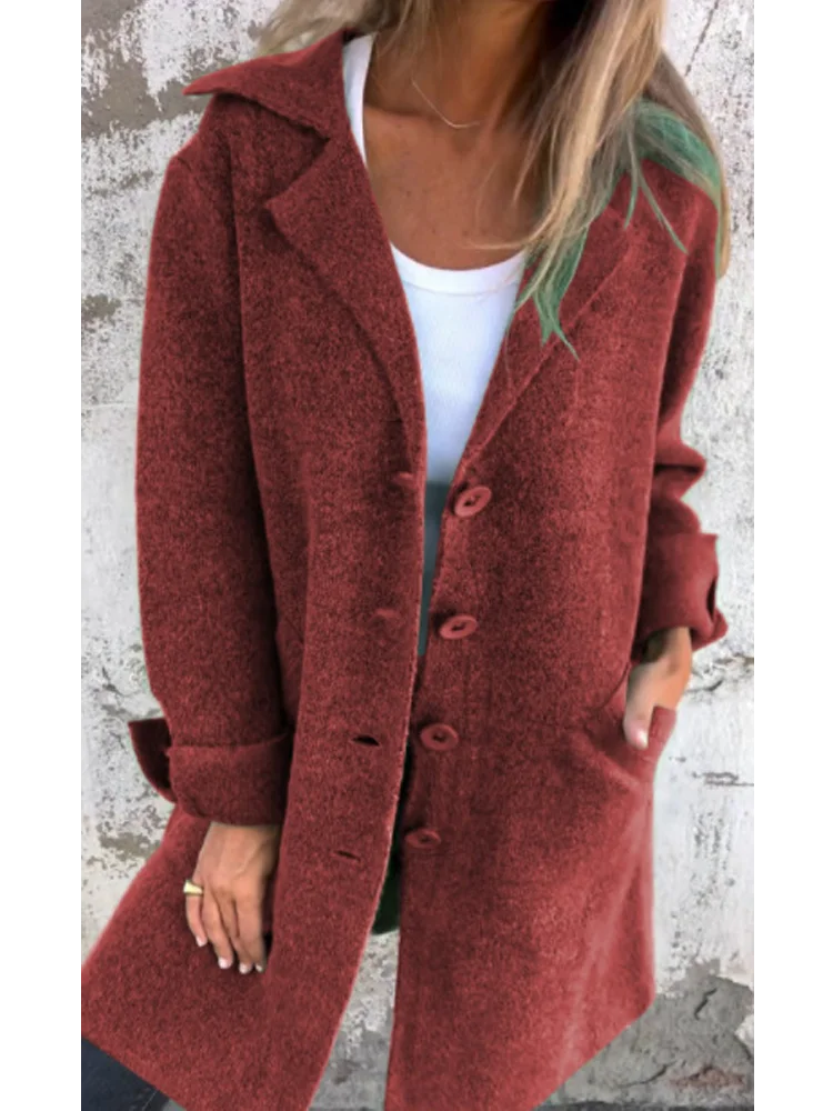 Estelle™ | Casual single-row jacket with lapels made of wool
