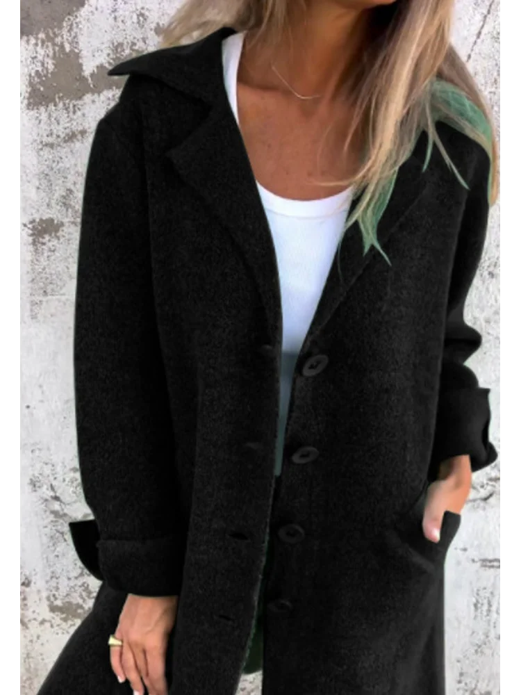 Estelle™ | Casual single-row jacket with lapels made of wool