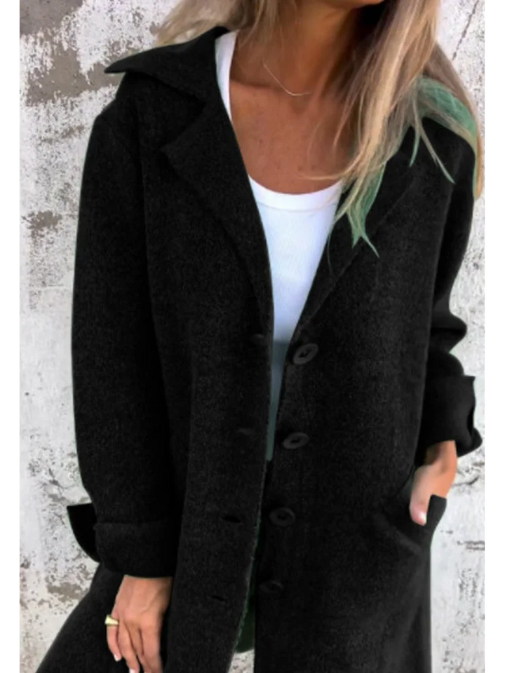 Estelle™ | Casual single-row jacket with lapels made of wool