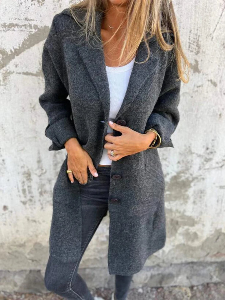Estelle™ | Casual single-row jacket with lapels made of wool