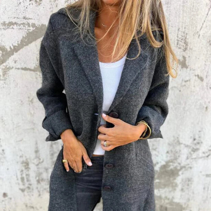 Estelle™ | Casual single-row jacket with lapels made of wool