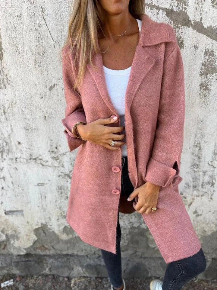 Estelle™ | Casual single-row jacket with lapels made of wool