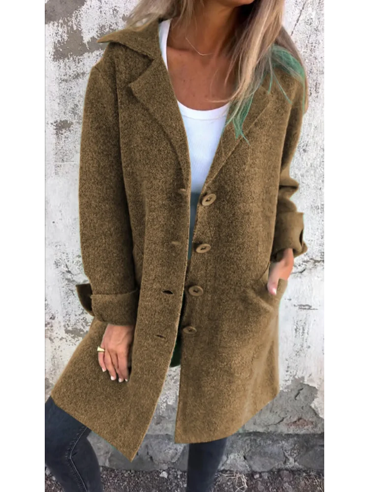 Estelle™ | Casual single-row jacket with lapels made of wool