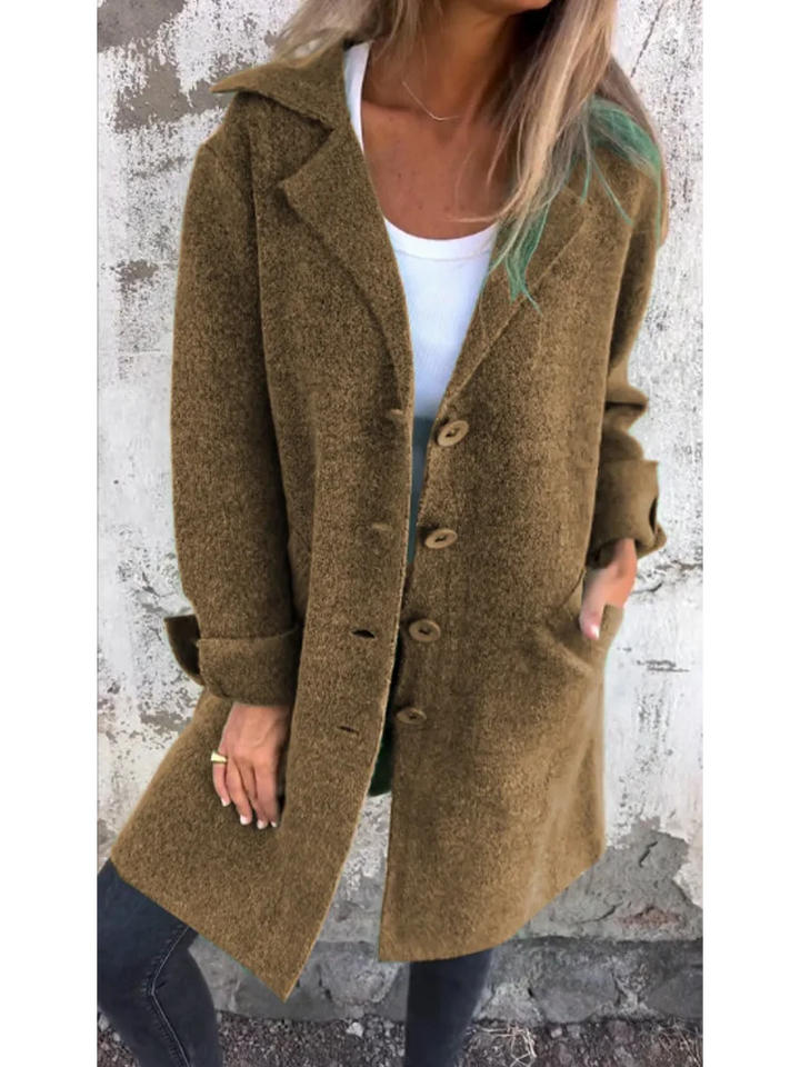 Estelle™ | Casual single-row jacket with lapels made of wool