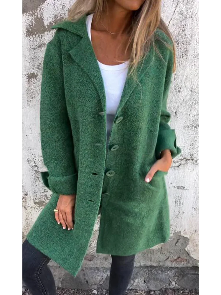 Estelle™ | Casual single-row jacket with lapels made of wool