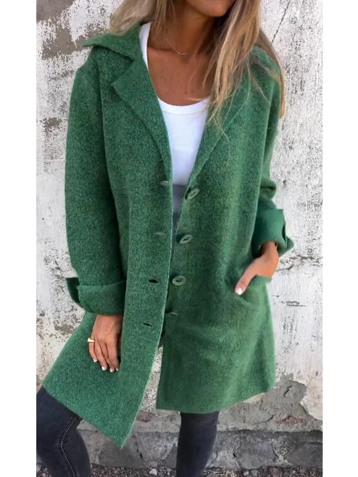 Estelle™ | Casual single-row jacket with lapels made of wool