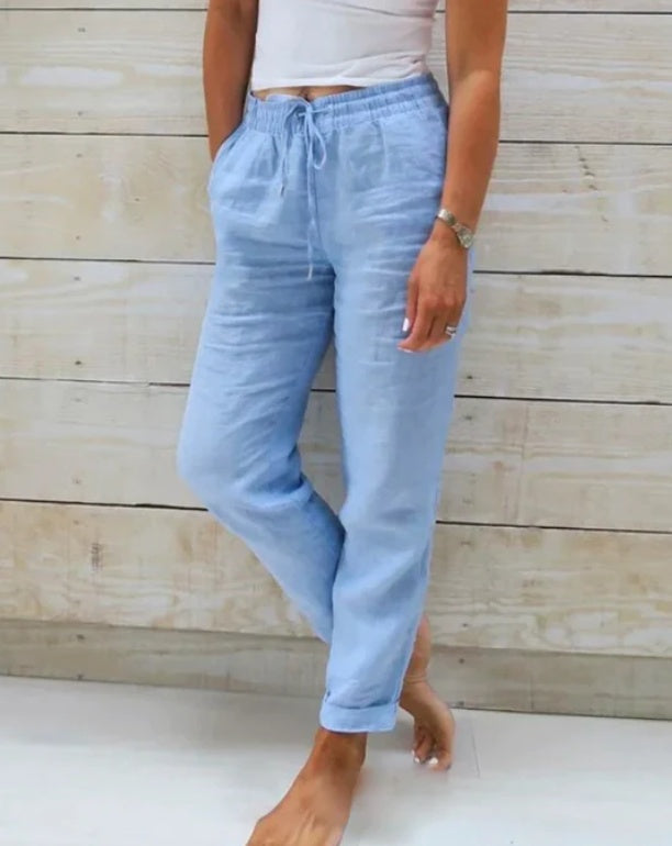Monica™ | Cotton and Linen Trousers