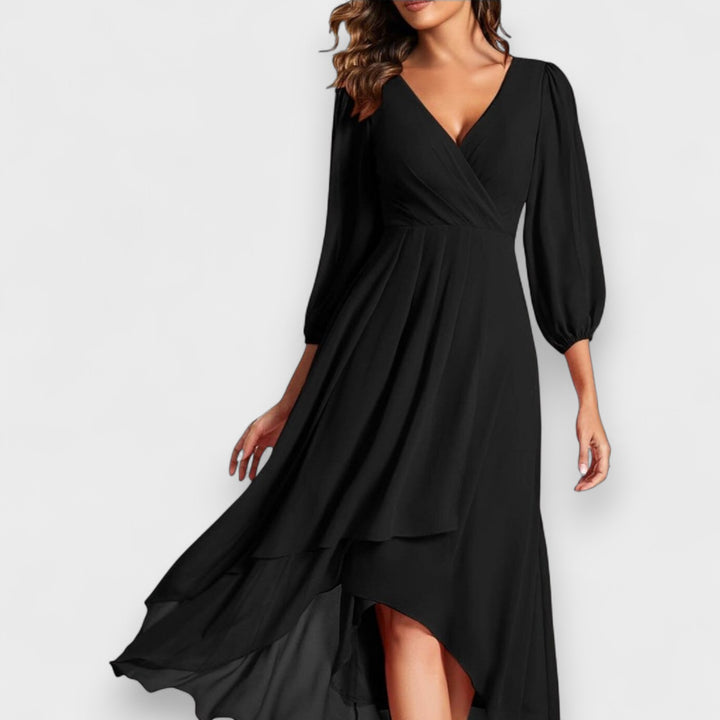 Mia™ | V-neck dress with asymmetric hem