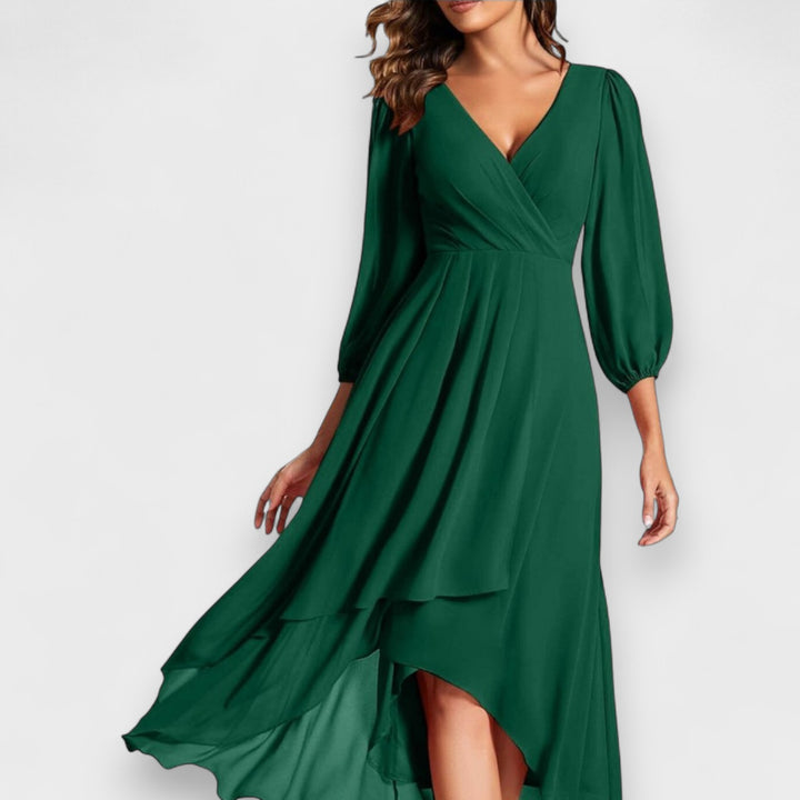 Mia™ | V-neck dress with asymmetric hem