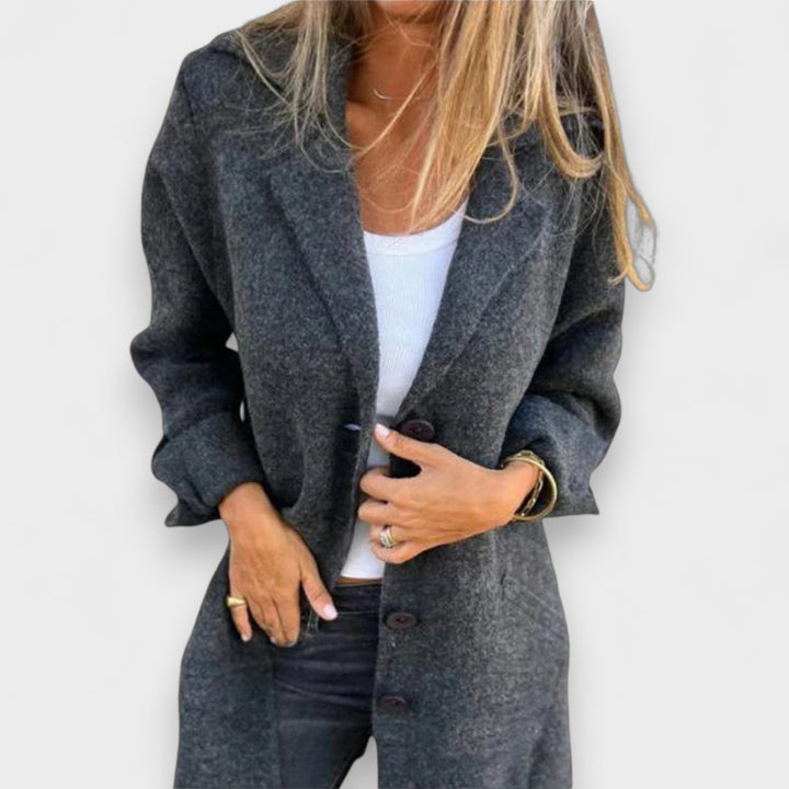 Estelle™ | Casual single-row jacket with lapels made of wool