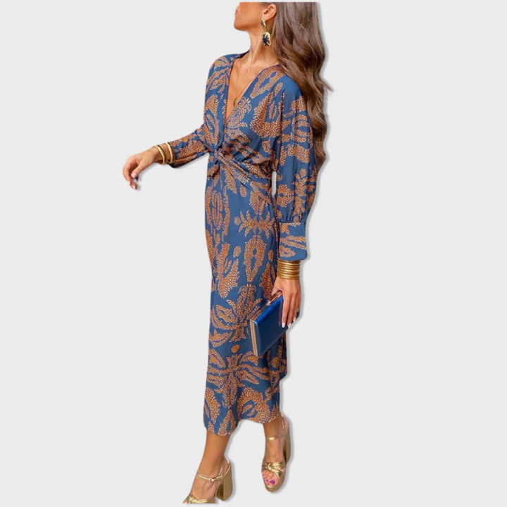 Valencia™ | Elegant Long Sleeve Floral Print Dress
