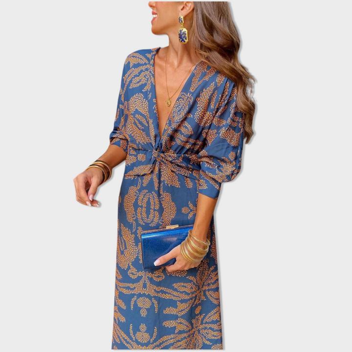 Valencia™ | Elegant Long Sleeve Floral Print Dress