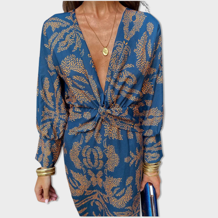 Valencia™ | Elegant Long Sleeve Floral Print Dress