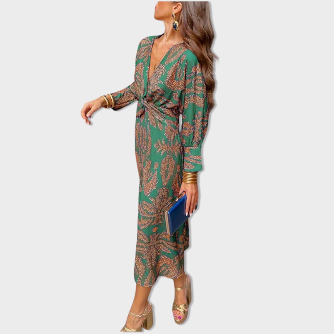 Valencia™ | Elegant Long Sleeve Floral Print Dress