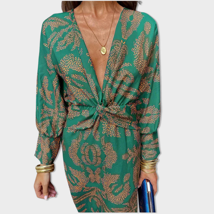 Valencia™ | Elegant Long Sleeve Floral Print Dress