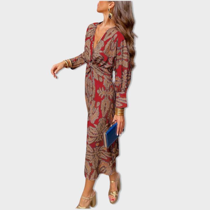 Valencia™ | Elegant Long Sleeve Floral Print Dress